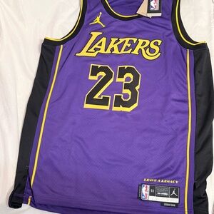Jordan Purple and Yellow Lakers #23 Basketball Jersey
